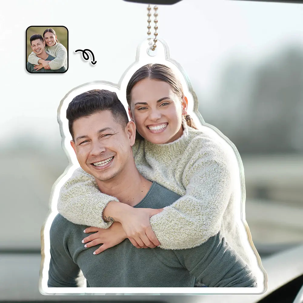 Gift For Couples, Family, Gift For Bestie - Custom Photo Outline Couple Family Besties - Personalized Acrylic Car Hanger