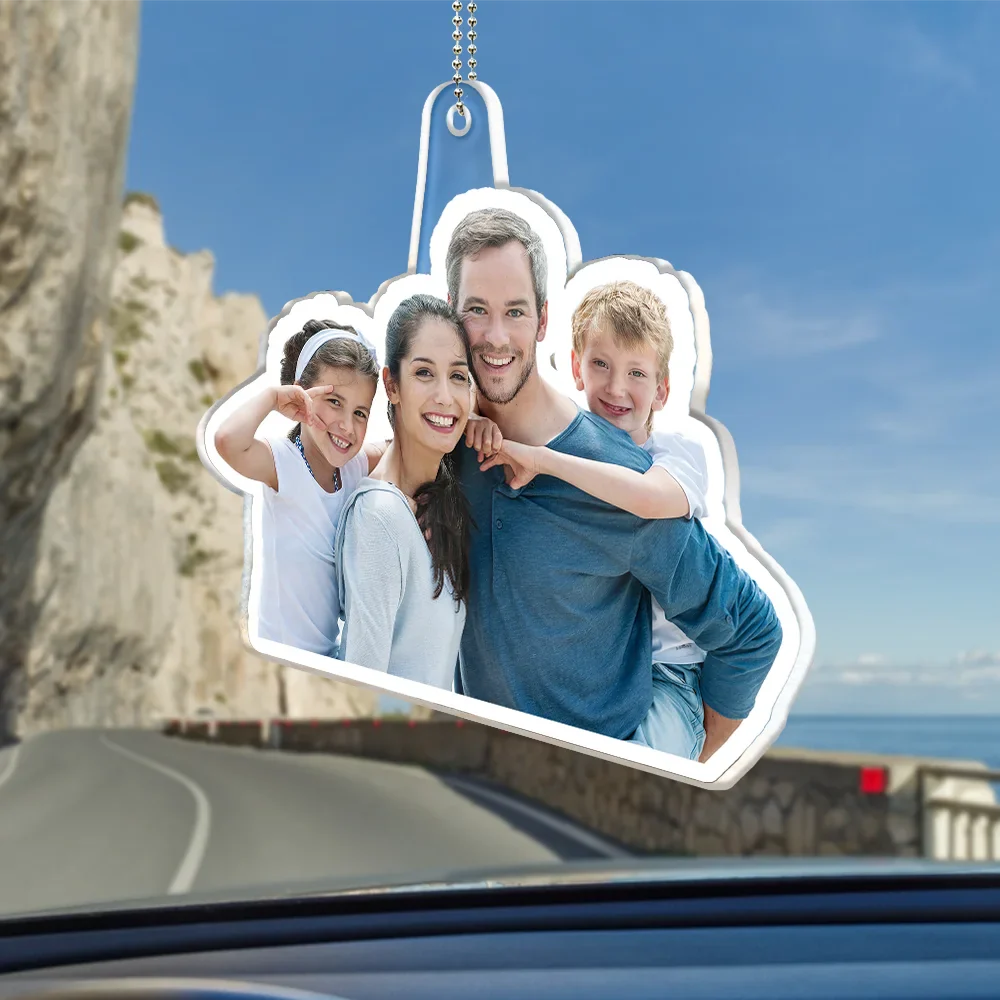 Gift For Couples, Family, Gift For Bestie - Custom Photo Outline Couple Family Besties - Personalized Acrylic Car Hanger