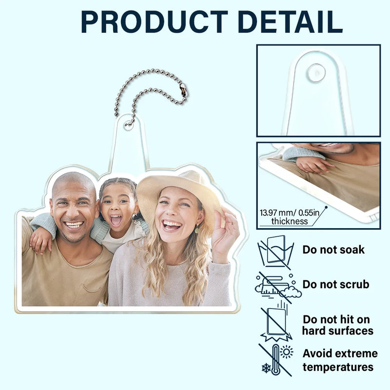 Gift For Couples, Family, Gift For Bestie - Custom Photo Outline Couple Family Besties - Personalized Acrylic Car Hanger