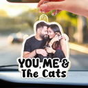Gift For Couples,Gift For Husband,Gift For Wife,Gift For Boyfriend,Gift For Girlfriend,Dog Lovers,Pet Lovers,Dog Mom,Dog Dad,Dog Couple,Cat Lovers,Cat Mom,Cat Dad,Cat Couple,Pet Mom,Pet Dad,Pet Couple - Custom Photo Outline You, Me And The Dog Cat - Personalized Acrylic Car Hanger