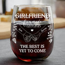 Girlfriend Fiancee Boyfriend Fiance Engagement Couple Gift - Personalized Combo Wine & Beer Glass