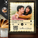 Gift For Couples, Gift For Husband, Gift For Wife, Gift For Boyfriend, Gift For Girlfriend - Custom Photo QR Code Music Lovers Couple Favorite Song - Personalized LED Mirror Frame Lamp