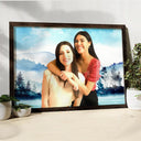 Gift For Couples, Old Couples, Gift For Husband, Gift For Wife, Gift For Boyfriend, Gift For Girlfriend, Family, Gift For Bestie - Custom Photo Watercolor Couple Family Besties Landscape - Personalized Poster