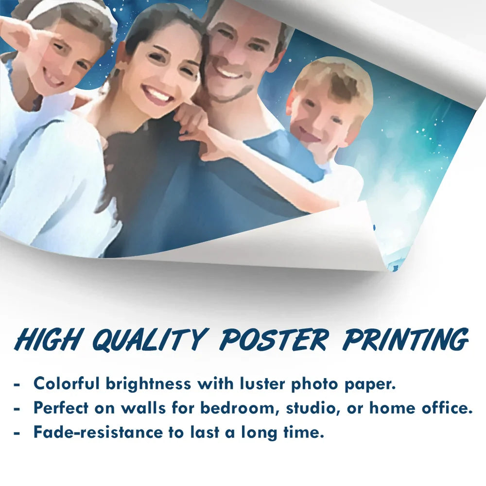 Gift For Couples, Old Couples, Gift For Husband, Gift For Wife, Gift For Boyfriend, Gift For Girlfriend, Family, Gift For Bestie - Custom Photo Watercolor Couple Family Besties Landscape - Personalized Poster