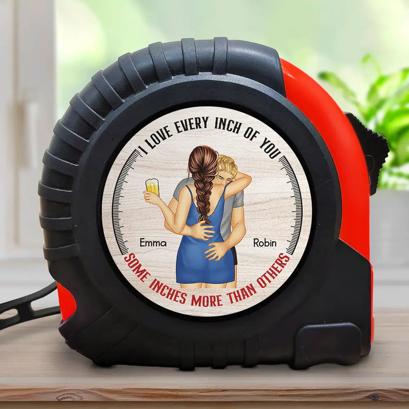 Gift For Couples,Gift For Husband,Gift For Wife,Gift For Boyfriend,Gift For Girlfriend,Funny - Kissing Couple Love Every Inch Of You - Personalized Tape Measure