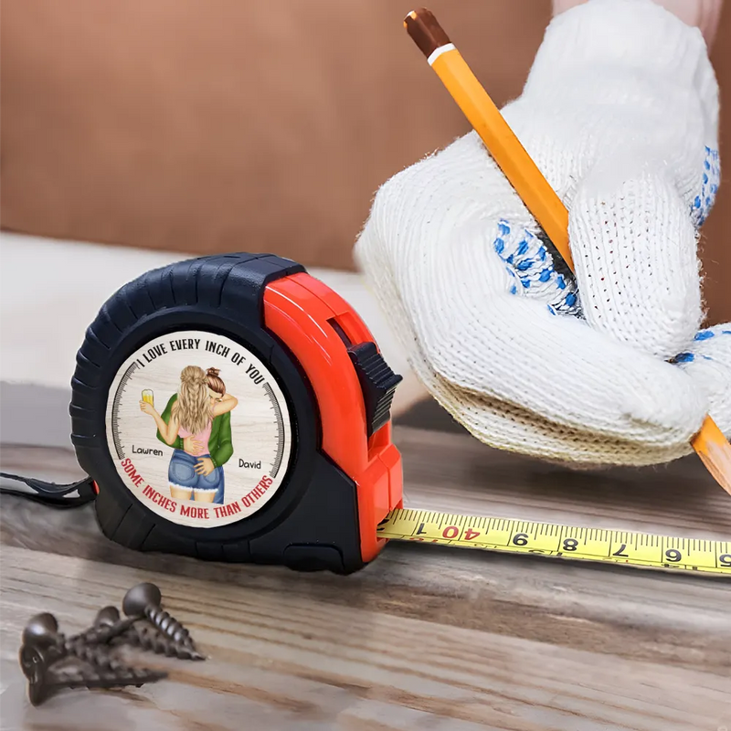 Gift For Couples,Gift For Husband,Gift For Wife,Gift For Boyfriend,Gift For Girlfriend,Funny - Kissing Couple Love Every Inch Of You - Personalized Tape Measure