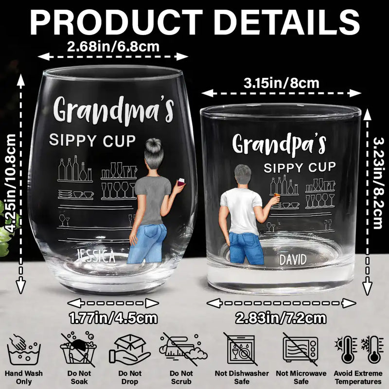 Gift For Couples,Gift For Husband,Gift For Wife,Gift For Boyfriend,Gift For Girlfriend,Happy - Couple Wifey Hubby's Sippy Cup - Personalized Combo Wine & Whiskey Glass
