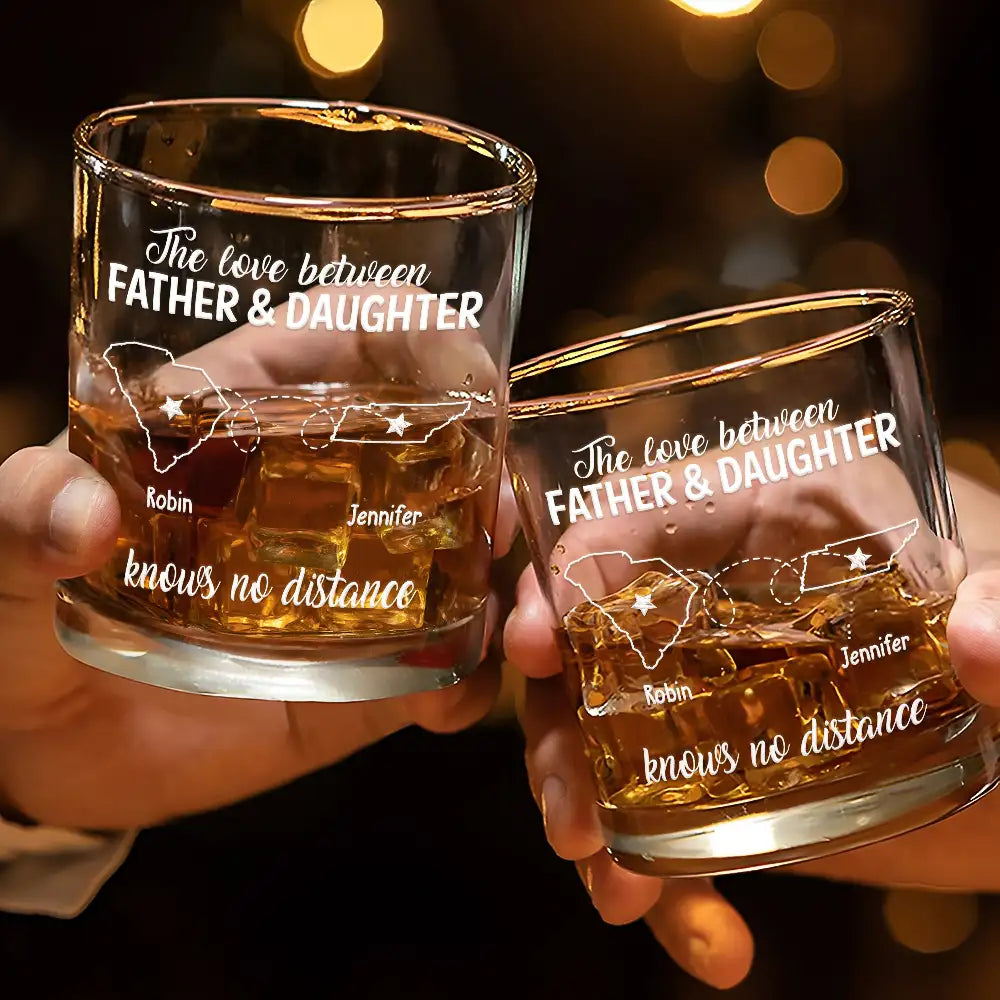 Gift For Father, Dad,  Daughters - The Love Between Father And Daughter - Personalized Whiskey Glass
