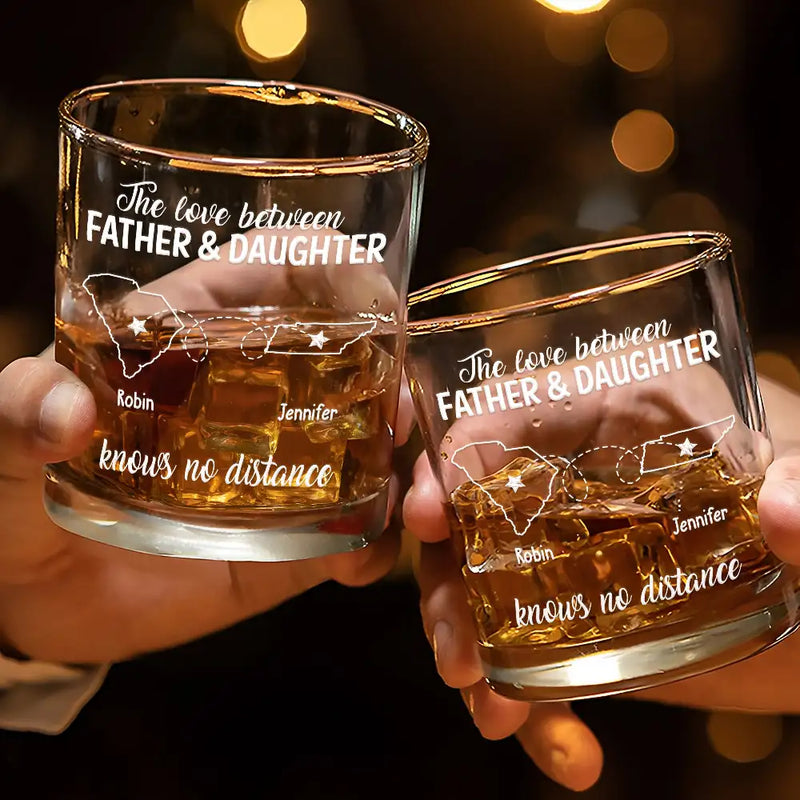 Gift For Father, Dad,  Daughters - The Love Between Father And Daughter - Personalized Whiskey Glass
