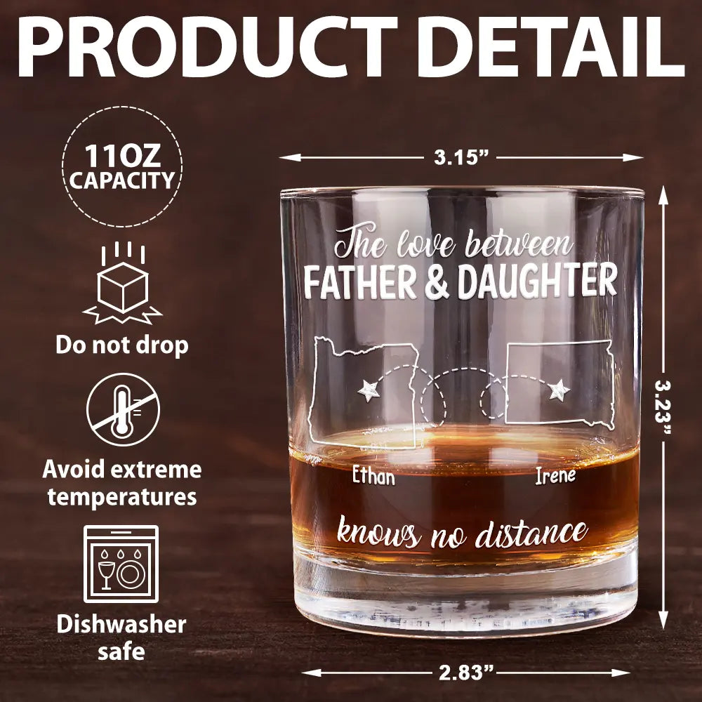 Gift For Father, Dad,  Daughters - The Love Between Father And Daughter - Personalized Whiskey Glass
