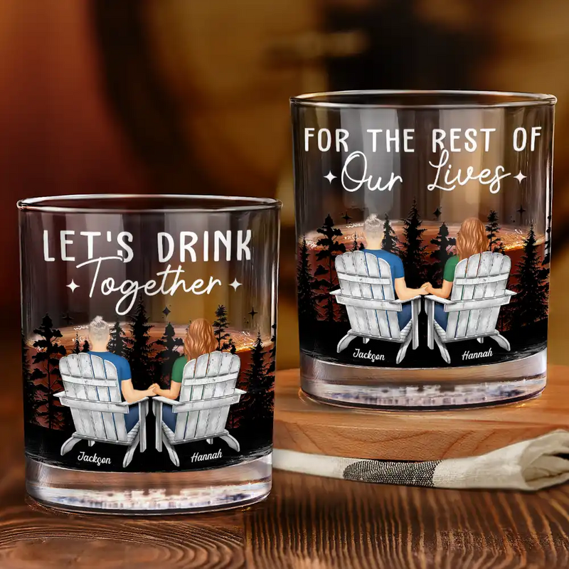 Gift For Couples, Gift For Husband, Gift For Wife, Gift For Boyfriend, Gift For Girlfriend, Camping - Camping Couple For The Rest Of Our Lives - Personalized Whiskey Glass