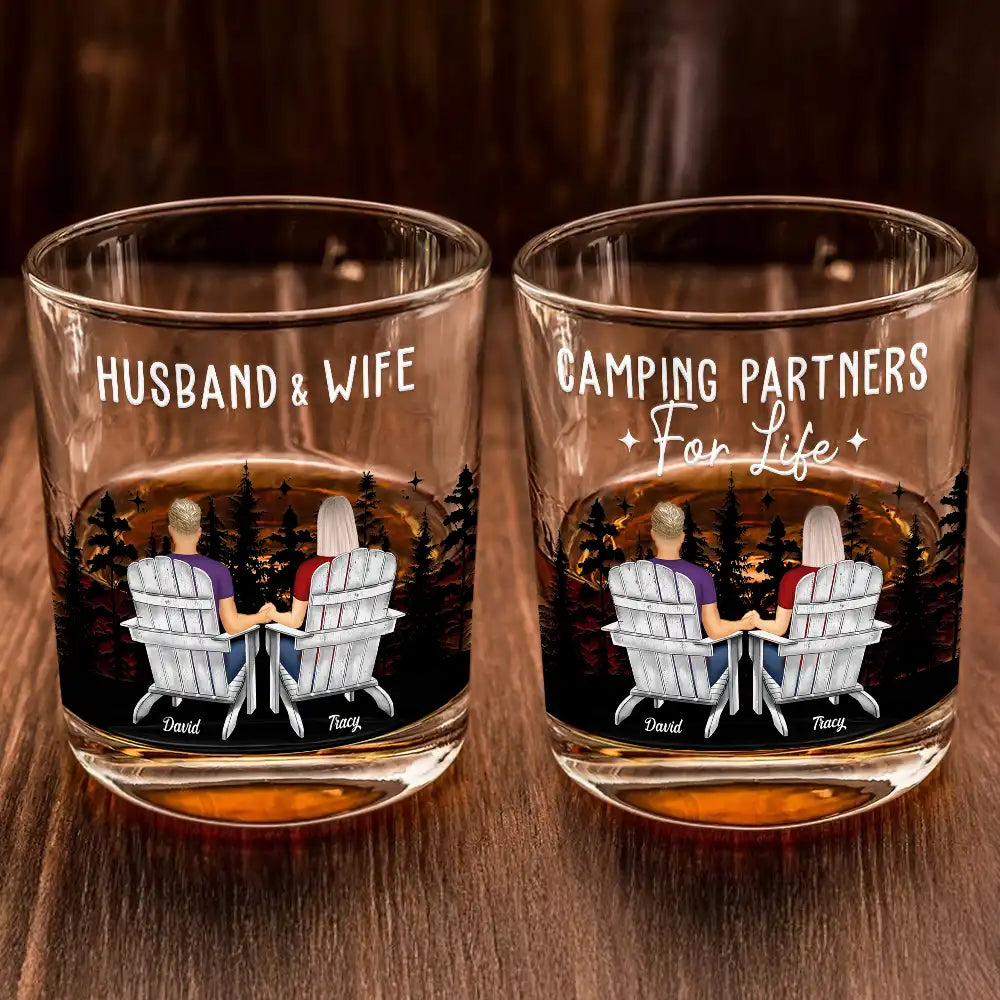 Gift For Couples, Gift For Husband, Gift For Wife, Gift For Boyfriend, Gift For Girlfriend, Camping - Camping Couple For The Rest Of Our Lives - Personalized Whiskey Glass