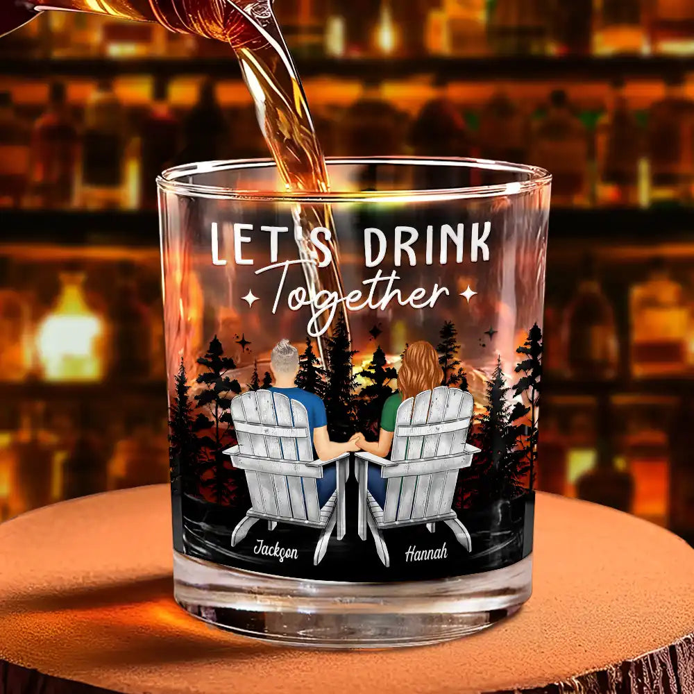 Gift For Couples, Gift For Husband, Gift For Wife, Gift For Boyfriend, Gift For Girlfriend, Camping - Camping Couple For The Rest Of Our Lives - Personalized Whiskey Glass