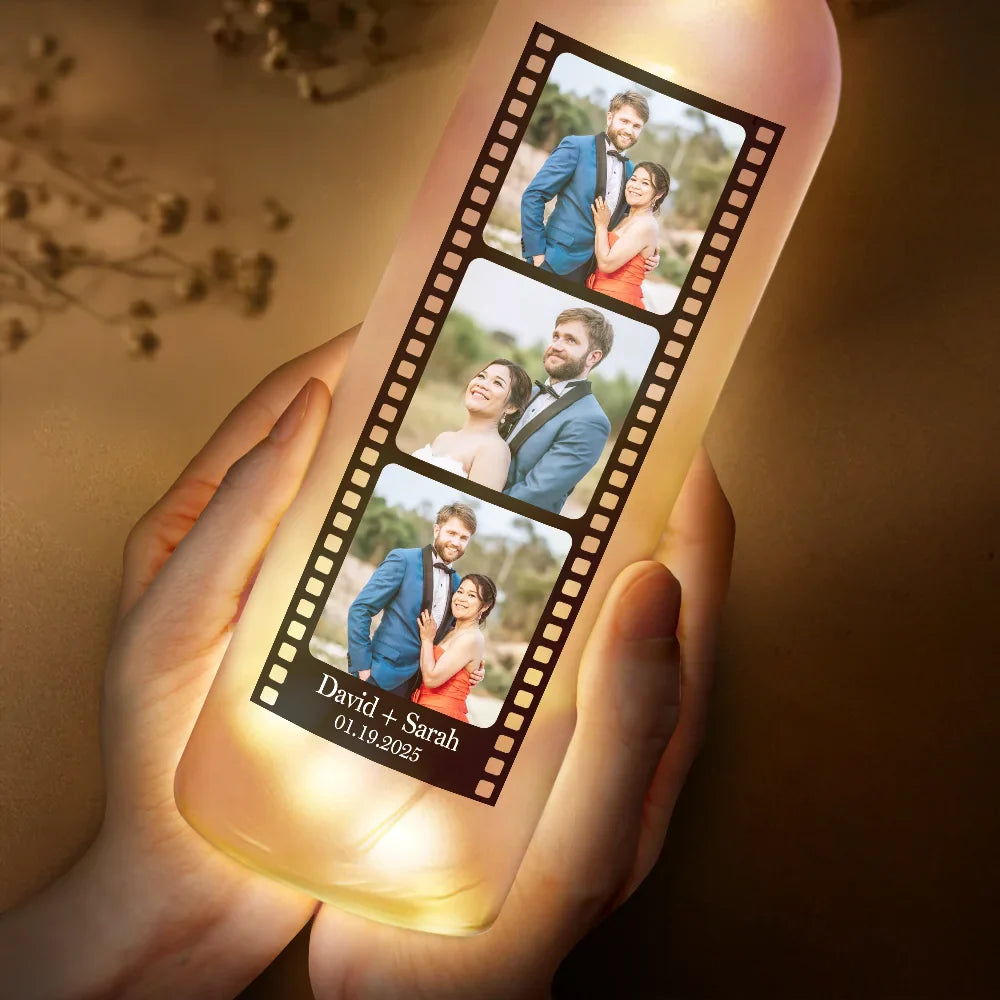 Gift For Couples, Gift For Husband, Gift For Wife, Gift For Boyfriend, Gift For Girlfriend - Custom Photo Film Strip - Personalized Bottle Light
