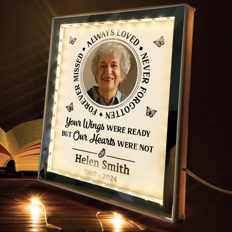 Memorial,Custom Photo,Gift For Mother,Gift For Father,Family,Sad - Custom Photo Memorial Always In Our Thoughts - Personalized LED Mirror Frame Lamp