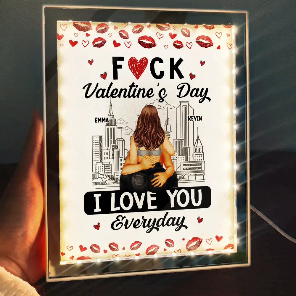 Gift For Couples, Gift For Husband, Gift For Wife, Gift For Boyfriend, Gift For Girlfriend - Couple I Love You Everyday - Personalized LED Mirror Frame Lamp
