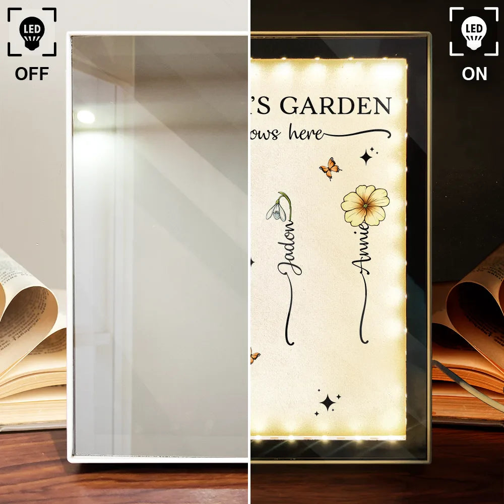 Grandma's Garden Birth Month Flower - Personalized LED Mirror Frame Lamp