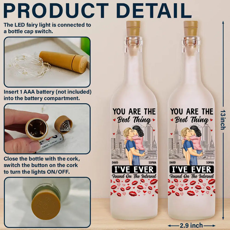 Gift For Couples,Gift For Husband,Gift For Wife,Gift For Boyfriend,Gift For Girlfriend - Couple You Are The Best Thing - Personalized Bottle Light