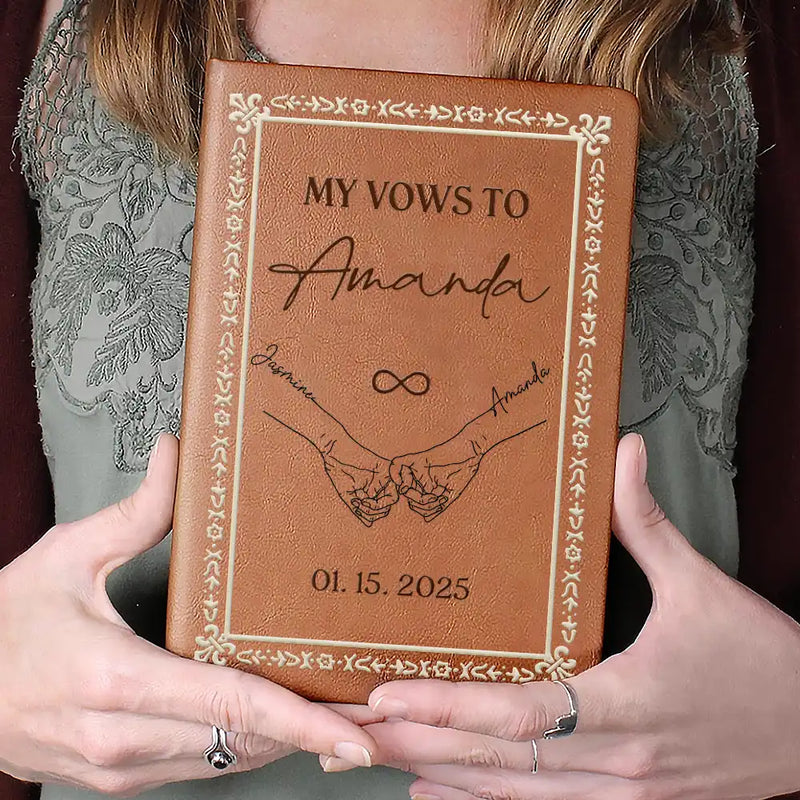 Gift For Couples,Gift For Husband,Gift For Wife,Gift For Boyfriend,Gift For Girlfriend,Wedding,Happy - Couple Handsketch My Promises To - Personalized Leather Journal