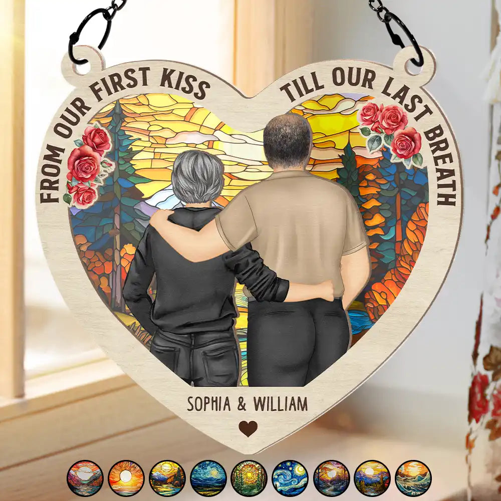 Couple From Our First Kiss - Personalized Window Hanging Suncatcher Ornament
