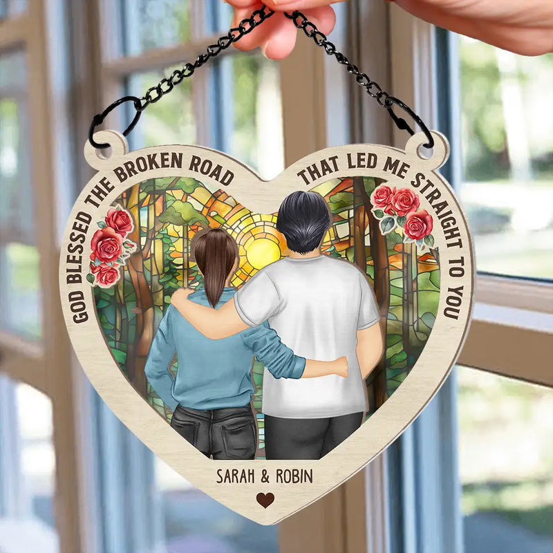 Gift For Couples, Old Couples, Gift For Husband, Gift For Wife - Couple From Our First Kiss - Personalized Window Hanging Suncatcher Ornament
