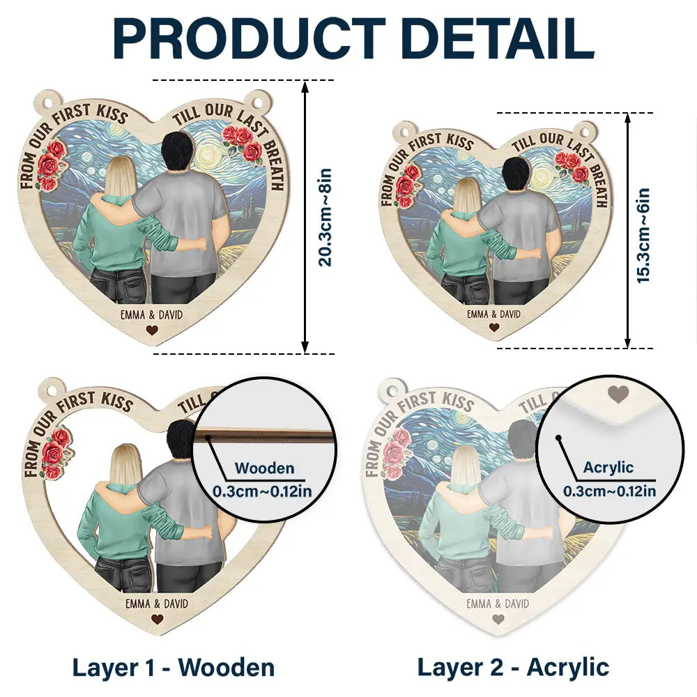 Gift For Couples, Old Couples, Gift For Husband, Gift For Wife - Couple From Our First Kiss - Personalized Window Hanging Suncatcher Ornament