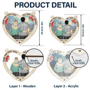 Gift For Couples, Old Couples, Gift For Husband, Gift For Wife - Couple From Our First Kiss - Personalized Window Hanging Suncatcher Ornament