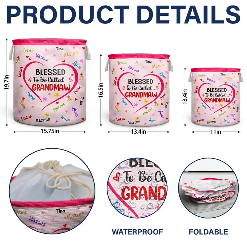 Gift For Mother, Gift For Grandma - Blessed To Be Called Grandma - Personalized Laundry Basket, Storage Basket