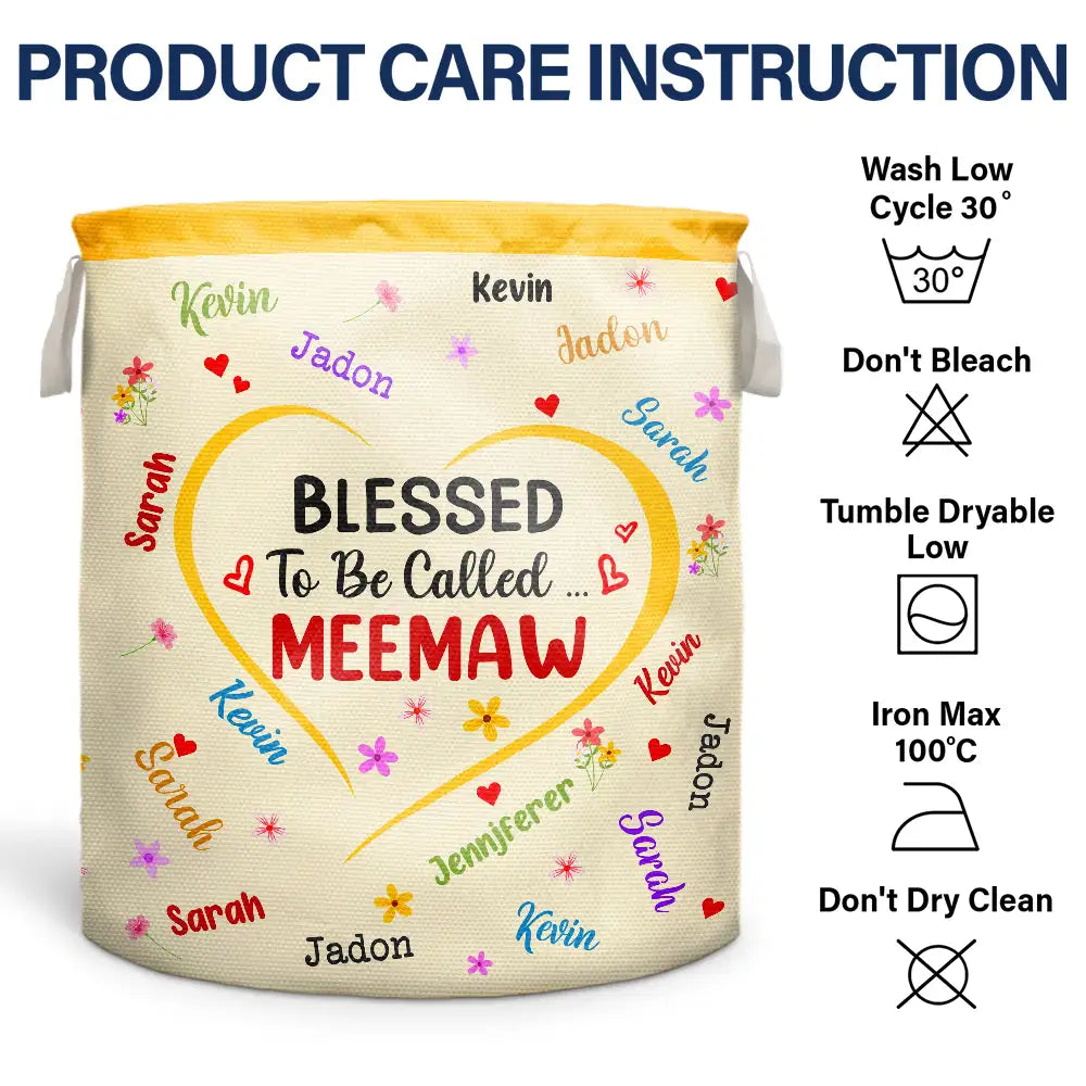 Gift For Mother, Gift For Grandma - Blessed To Be Called Grandma - Personalized Laundry Basket, Storage Basket