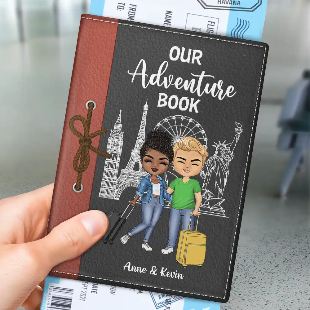 Gift For Couples, Gift For Husband, Gift For Wife, Gift For Boyfriend, Gift For Girlfriend, Travel - Couple Our Adventure Book - Personalized Passport Cover, Passport Holder