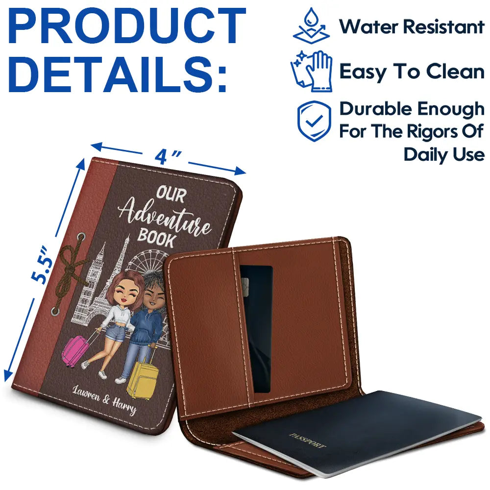 Gift For Couples, Gift For Husband, Gift For Wife, Gift For Boyfriend, Gift For Girlfriend, Travel - Couple Our Adventure Book - Personalized Passport Cover, Passport Holder