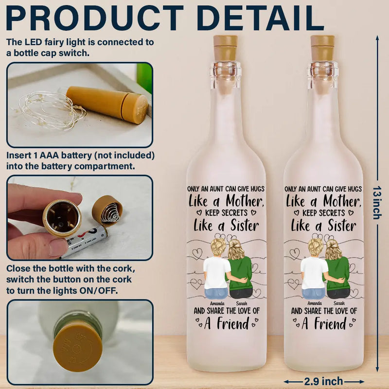 Gift For Aunt - Aunts Give Hug Like A Mother - Personalized Bottle Light