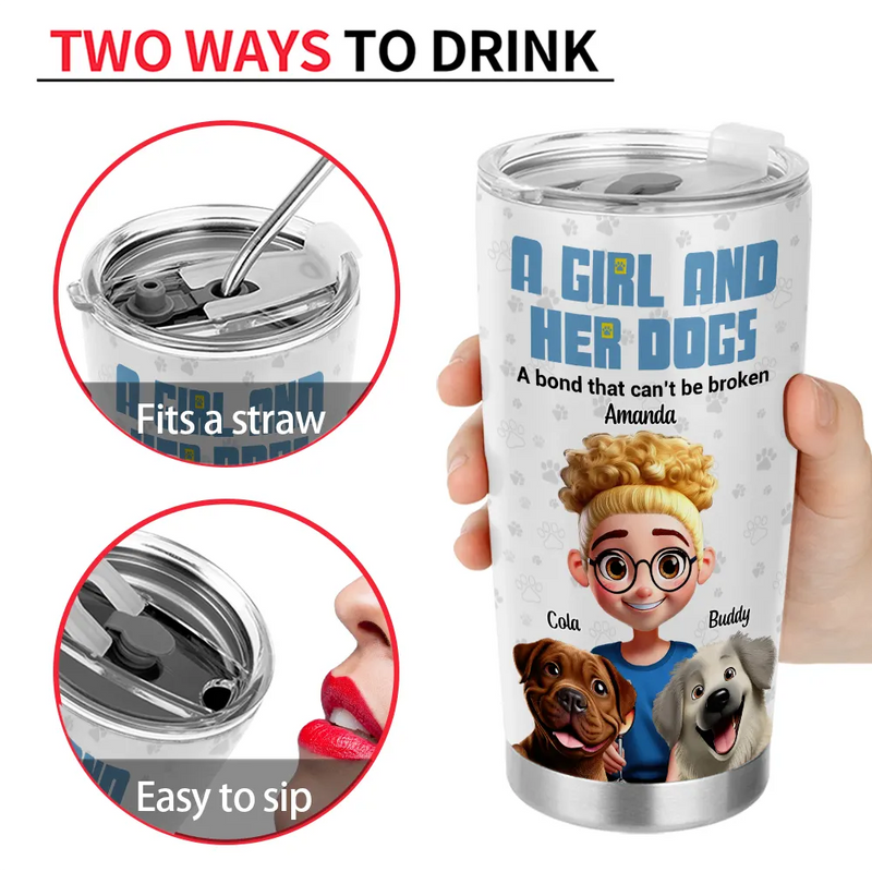 Dog Lovers, Dog Mom, Dog Dad - Best Dog Mom 3D Effect - Personalized Tumbler