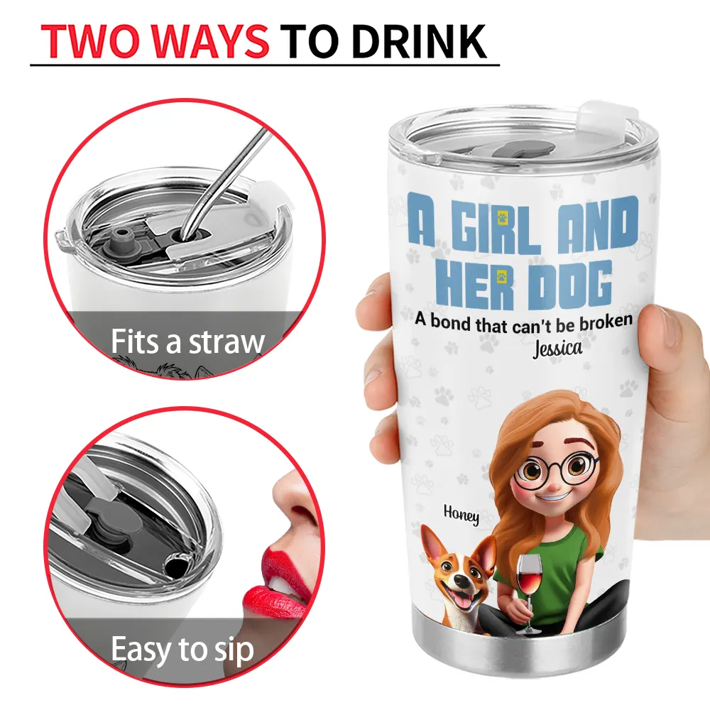 Dog Lovers, Dog Mom, Dog Dad - Best Dog Mom 3D Effect - Personalized Tumbler