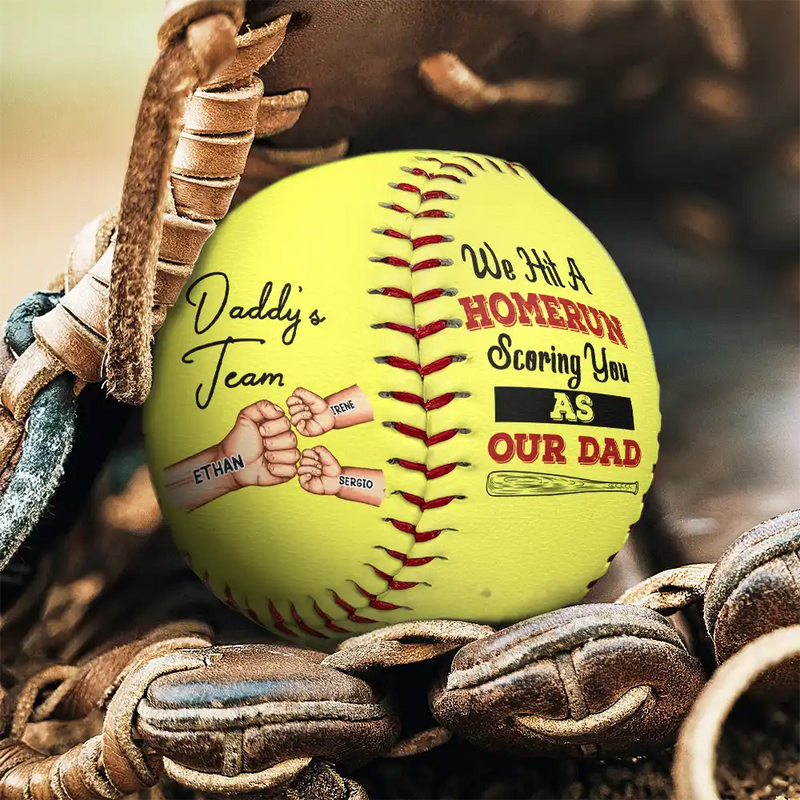 Baseball,Gift For Father,Dad - Children - We Hit A Homerun Scoring You As Our Dad Fist Punch - Personalized Baseball, Softball
