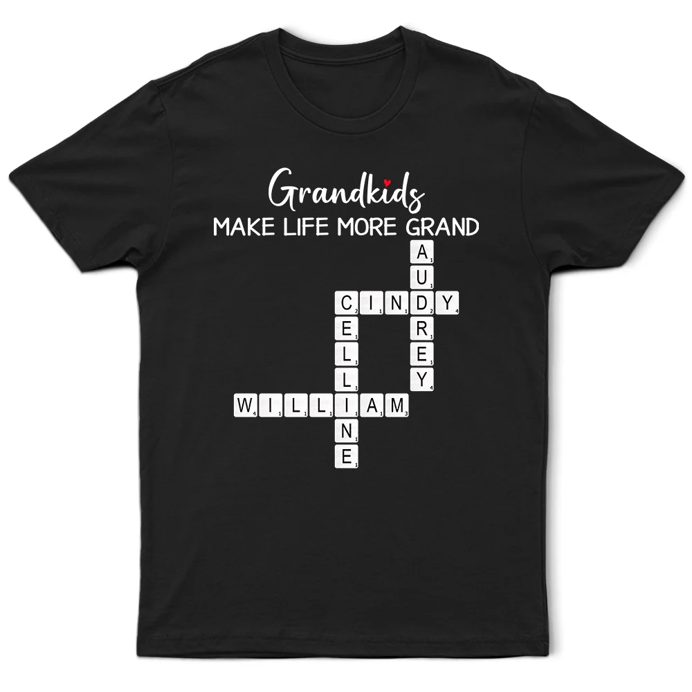 Gift For Grandma,Gift For Mother,Grandma - Grandkids,Happy - Crossword Grandkids Make Life More Grand - Personalized T Shirt