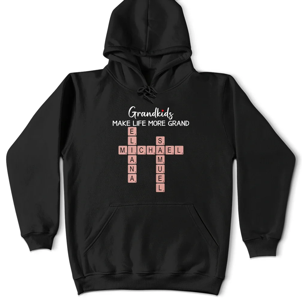 Gift For Grandma,Gift For Mother,Grandma - Grandkids,Happy - Crossword Grandkids Make Life More Grand - Personalized T Shirt