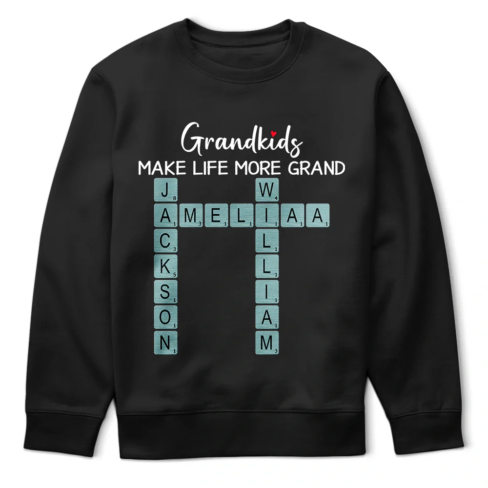 Gift For Grandma,Gift For Mother,Grandma - Grandkids,Happy - Crossword Grandkids Make Life More Grand - Personalized T Shirt