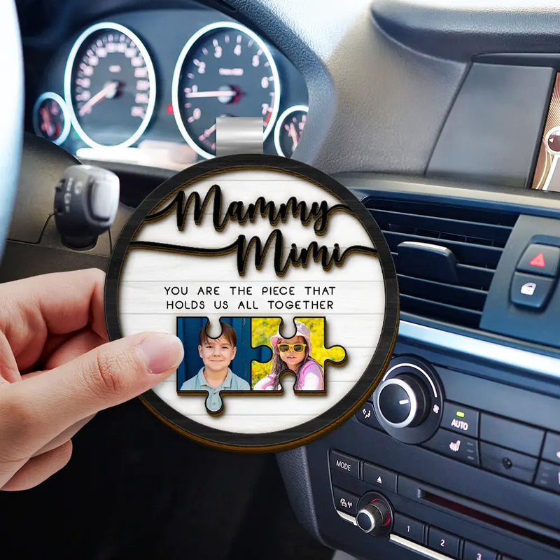 Gift For Mother,Gift For Grandma - Custom Photo Mom Grandma Piece That Holds Us - Personalized Custom Shaped Car Visor Clip
