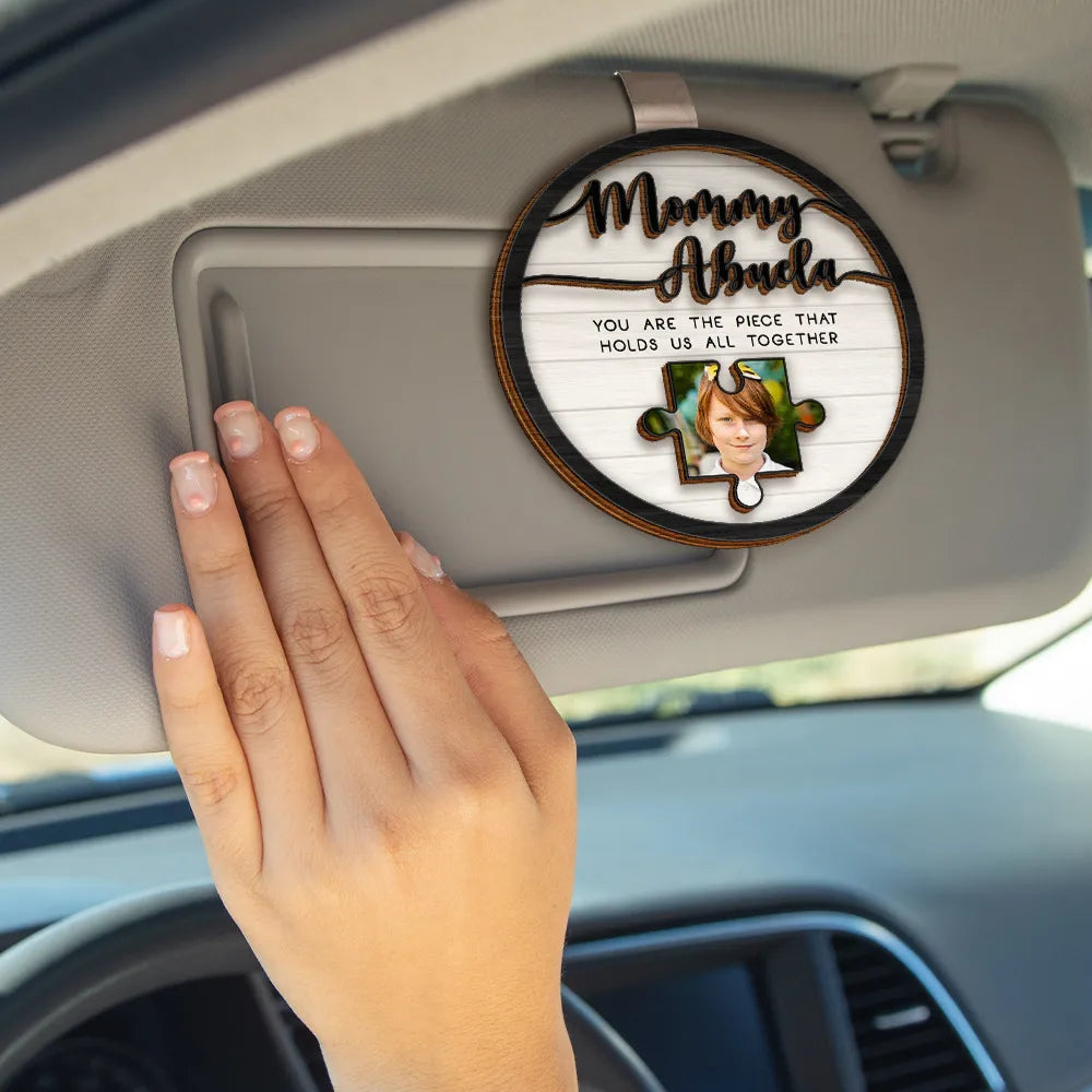Gift For Mother,Gift For Grandma - Custom Photo Mom Grandma Piece That Holds Us - Personalized Custom Shaped Car Visor Clip
