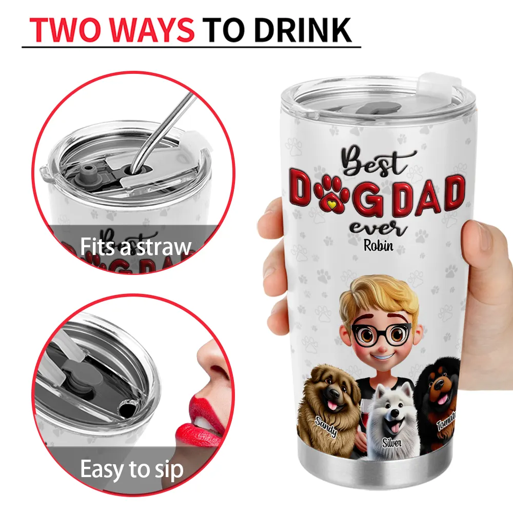 Dog Lovers,Dog Mom,Dog Dad - Dog Mom Dog Dad 3D Effect - Personalized Tumbler