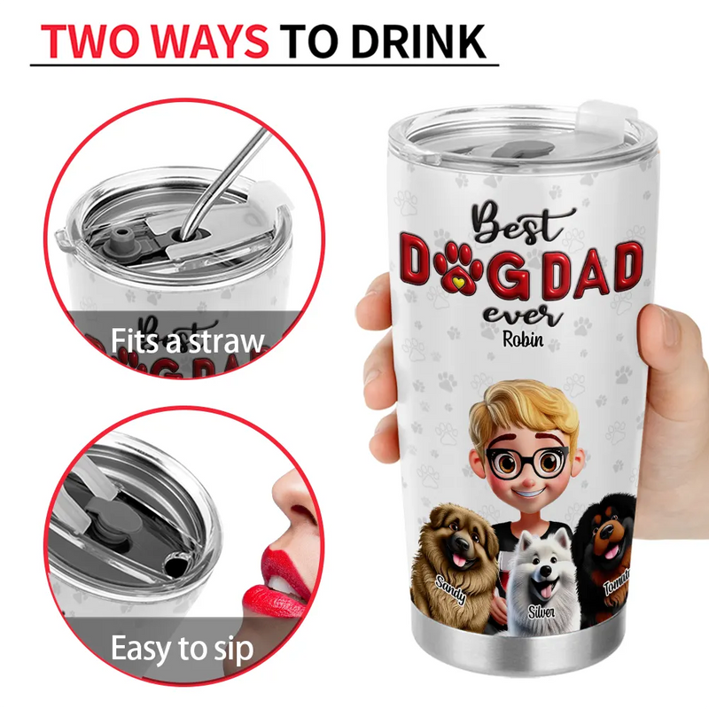 Dog Lovers,Dog Mom,Dog Dad - Dog Mom Dog Dad 3D Effect - Personalized Tumbler