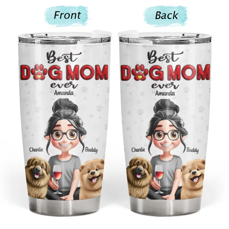 Dog Lovers,Dog Mom,Dog Dad - Dog Mom Dog Dad 3D Effect - Personalized Tumbler