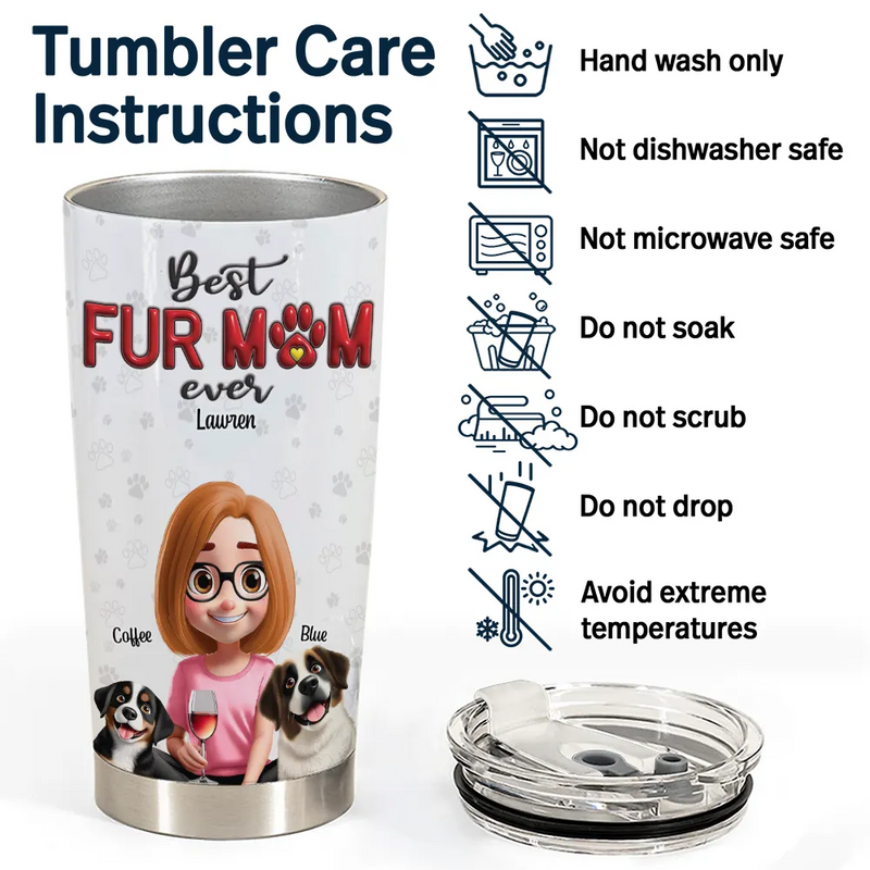 Dog Lovers,Dog Mom,Dog Dad - Dog Mom Dog Dad 3D Effect - Personalized Tumbler