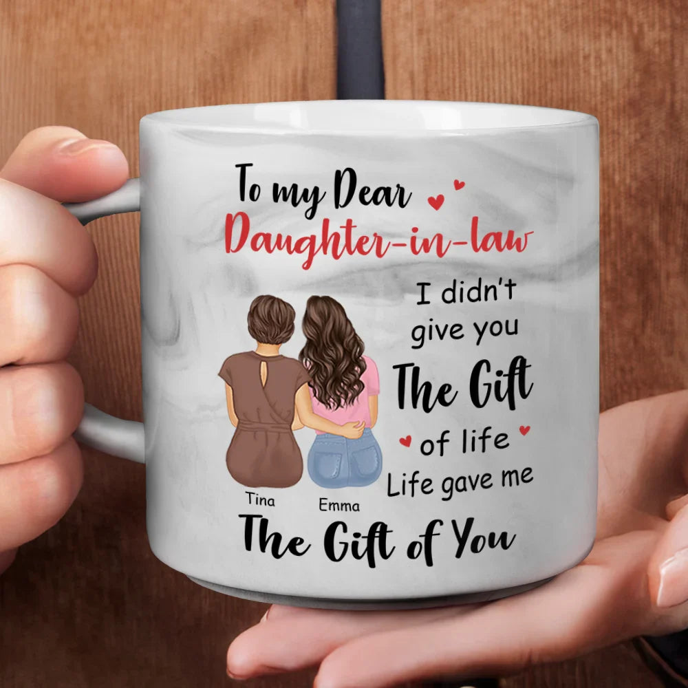 Mom - Daughters (Adult) - I Didn't Gift You The Gift - Personalized Marble Mug