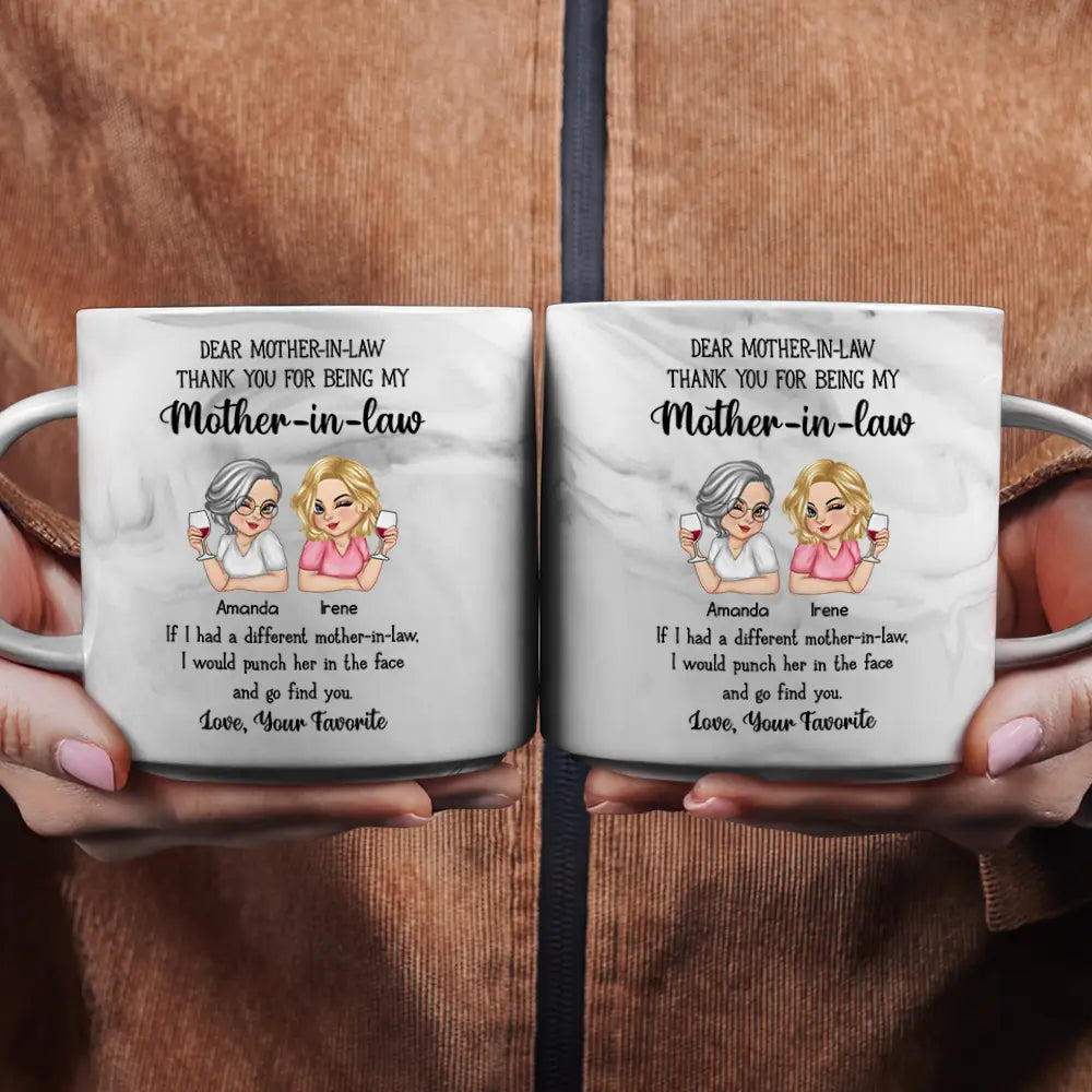 Gift For Mother - Punch Her In The Face - Personalized Marble Mug
