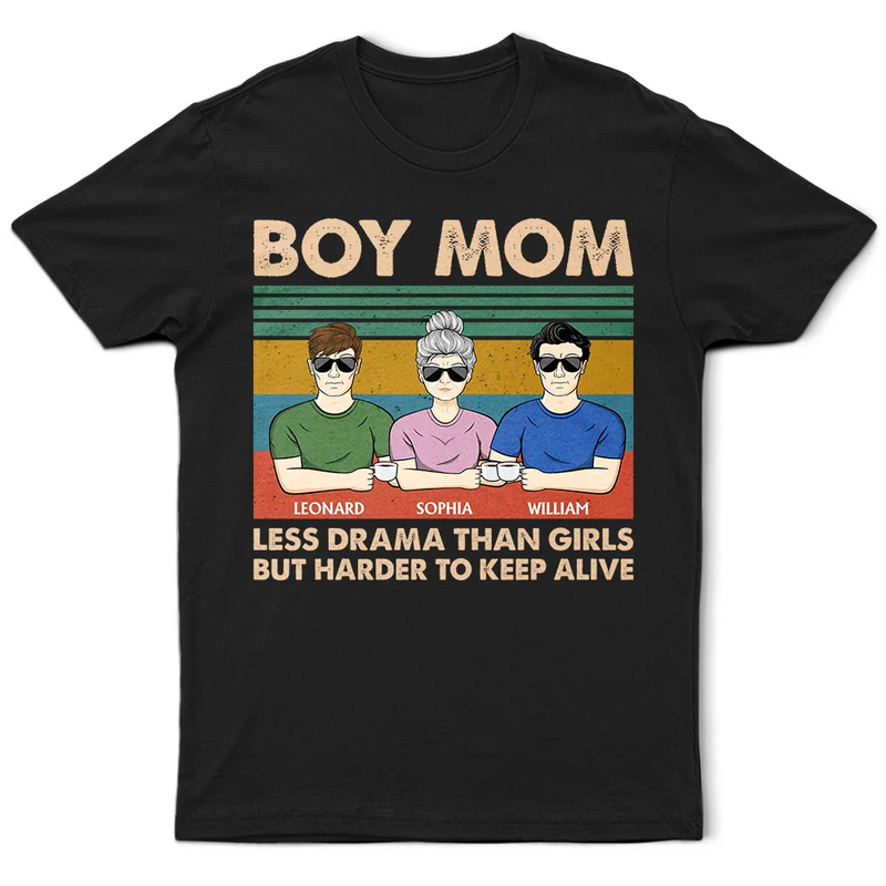 Gift For Mother, Mom - Sons, Happy - Boy Mom Less Drama Than Girl - Personalized T Shirt