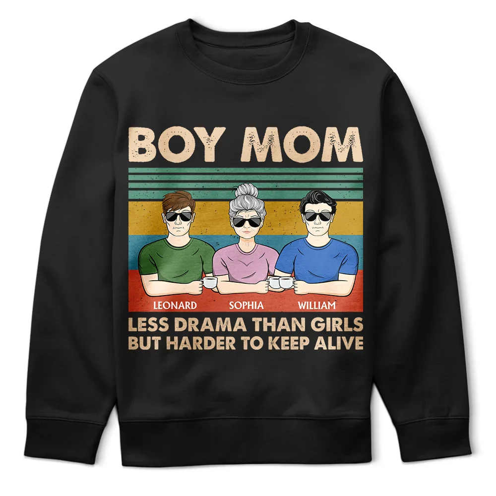 Gift For Mother, Mom - Sons, Happy - Boy Mom Less Drama Than Girl - Personalized T Shirt