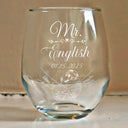 Gift For Husband,Gift For Wife,Gift For Couples,Married ,Love - Mr & Mrs Holding Hands - Personalized Stemless Wine Glass