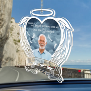 Memorial, Custom Photo, Sad, Gift For Son, Gift For Daughter - Custom Photo I Have An Angel Watching Over Me - Personalized Acrylic Car Hanger